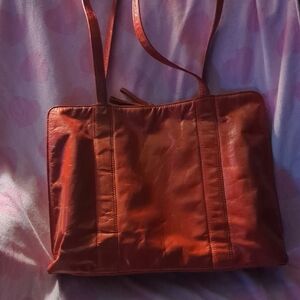 latico Deep Red Leather Tote with Shoulder Straps